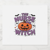 Ein spielerisches Design mit Kürbishexe und einem Schaumweinetikett (Einzelnes Label)