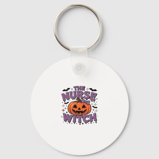 Ein spielerisches Design mit Kürbishexe und einem Schlüsselanhänger (Vorderseite)