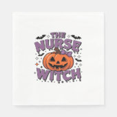 Ein spielerisches Design mit Kürbishexe und einem Serviette (Vorderseite)