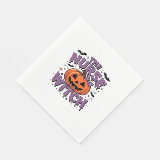 Ein spielerisches Design mit Kürbishexe und einem Serviette (Ecke)