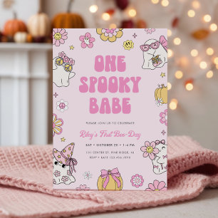 Ein Spooky Babe Groovy Halloween 1. Geburtstag Einladung