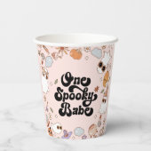 Ein Spooky Babe Groovy Halloween 1. Geburtstag Pappbecher (Rückseite)