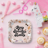 Ein Spooky Babe Groovy Halloween 1. Geburtstag Pappteller (Party)