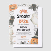Ein Spooky Babe Niedlich Halloween Ghost 1. Geburt Pergament Einladungen (Versetzt)