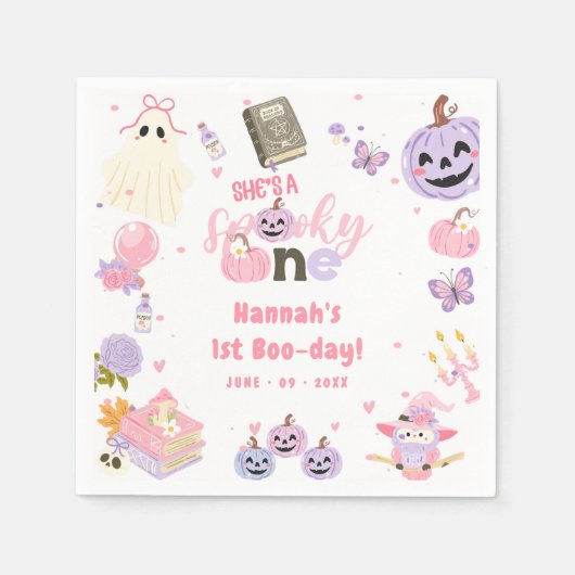 Ein Spooky Babe Niedlich Halloween Ghost 1. Geburt Serviette (Vorderseite)