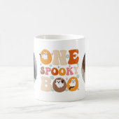Ein Spooky Boo Groovy Halloween Cat Ghost Foto Kaffeetasse (Mittel)