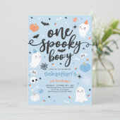 Ein Spooky Boo-y Niedlich Halloween Ghost 1. Gebur Einladung (Stehend Vorderseite)