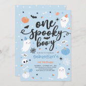 Ein Spooky Boo-y Niedlich Halloween Ghost 1. Gebur Einladung (Vorne/Hinten)