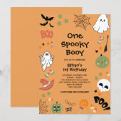 Ein Spooky Booy Niedlich Ghost Halloween 1. Geburt Einladung (Vorne/Hinten)