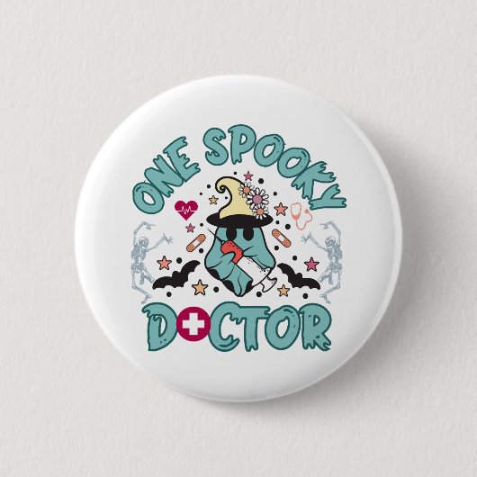 Ein Spooky Doktor, niedlicher Halbwascharzt, Skele Button (Vorderseite)
