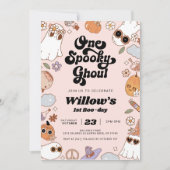 Ein Spooky Ghoul Groovy Halloween 1. Geburtstag Einladung (Vorderseite)