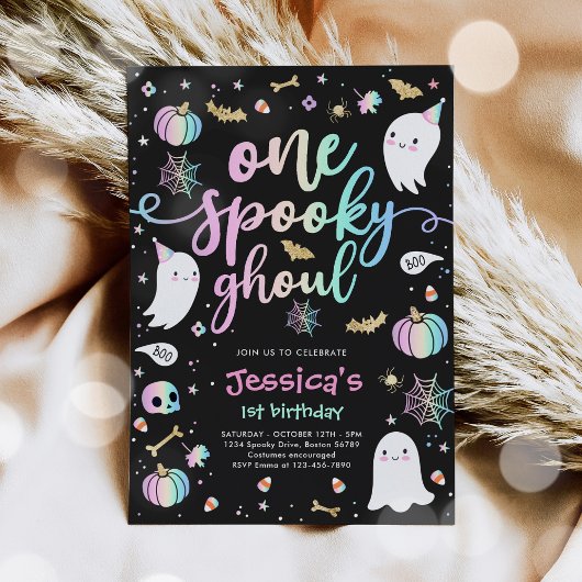 Ein Spooky Ghoul Niedlich Halloween Ghost 1. Gebur Einladung