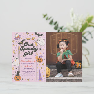 Ein Spooky Girl Halloween Ghost 1. Geburtstags-Fot Einladung