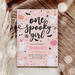 Ein Spooky Girl Niedlich Halloween Ghost 1. Geburt Einladung