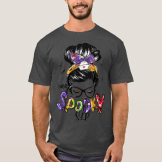 Ein Spooky SLP Messy Bun Happy Halloween Geschenke T-Shirt