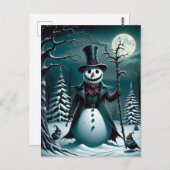 Ein Spooky Snowman mit Vögeln Postkarte (Vorne/Hinten)