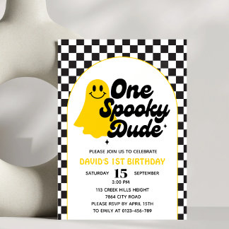 Ein Spooky Typ Groovy Halloween erster Geburtstag Einladung