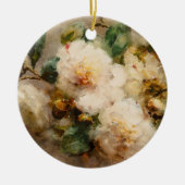 Ein Spray aus Kamelien, das an einem Nagel hängt Keramik Ornament (Vorne)