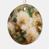 Ein Spray aus Kamelien, das an einem Nagel hängt Keramik Ornament (Links)