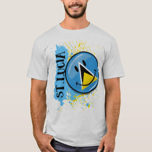 Ein Spritzen lächelnder Flagge St Lucia T-Shirt