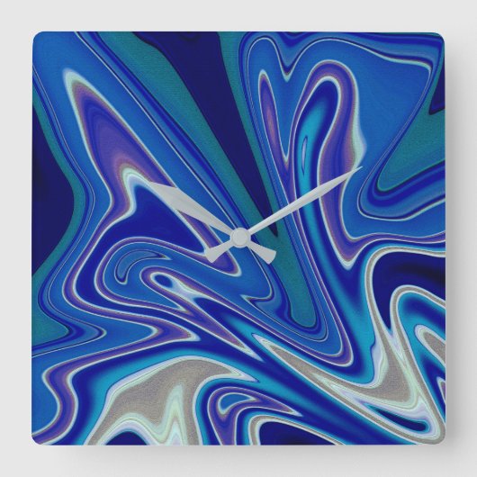 Ein Spritzer Blau Quadratische Wanduhr (Vorderseite)