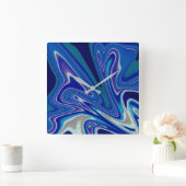 Ein Spritzer Blau Quadratische Wanduhr (Zuhause)