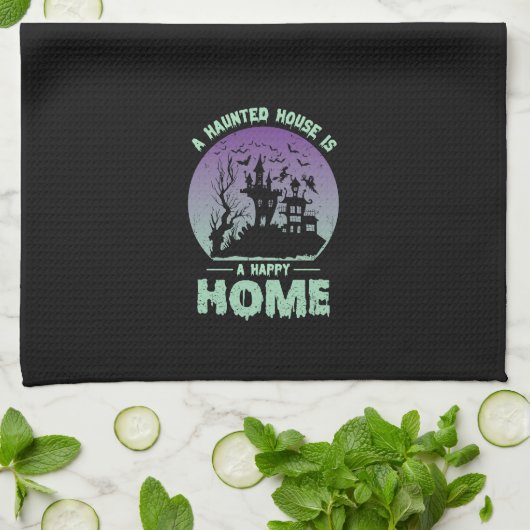Ein Spuk Haus ist eine glückliche Zuhause Geschirrtuch (Gefaltet)
