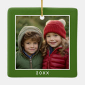 Ein Square Foto plus Jahr - minimale grüne Grenze Keramikornament (Rückseite)