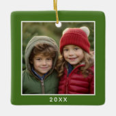 Ein Square Foto plus Jahr - minimale grüne Grenze Keramikornament (Vorderseite)