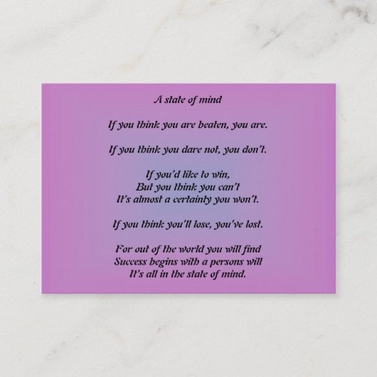 Ein Staat der Sinnesgeschäfts-Karte Visitenkarte (Vorderseite)