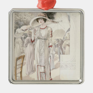 Ein Stadtkleid, von 'Les Grandes Modusde Paris Silbernes Ornament