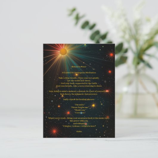 Ein Star Guided" Rückkehr zu Peace Meditation Card Postkarte (Stehend Vorderseite)