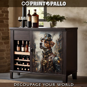 Ein Steampunk-Beagle-Hund in einer viktorianischen Seidenpapier