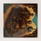 Ein Steampunk-Zug in Pixel Art Puzzle (Horizontal)