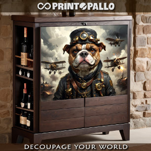 Ein steampunkter englischer Bulldogge-Armeeaviator Seidenpapier