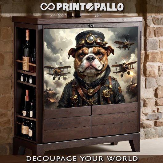 Ein steampunkter englischer Bulldogge-Armeeaviator Seidenpapier