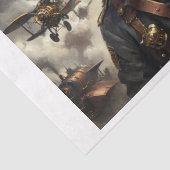 Ein steampunkter englischer Bulldogge-Armeeaviator Seidenpapier (Detail)