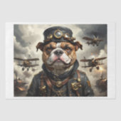 Ein steampunkter englischer Bulldogge-Armeeaviator Seidenpapier (Vorderseite)