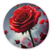 "Ein Stem in Bloom: Die Ruby-Rose" Keramikknauf (Vorderseite)