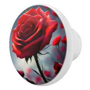 "Ein Stem in Bloom: Die Ruby-Rose" Keramikknauf