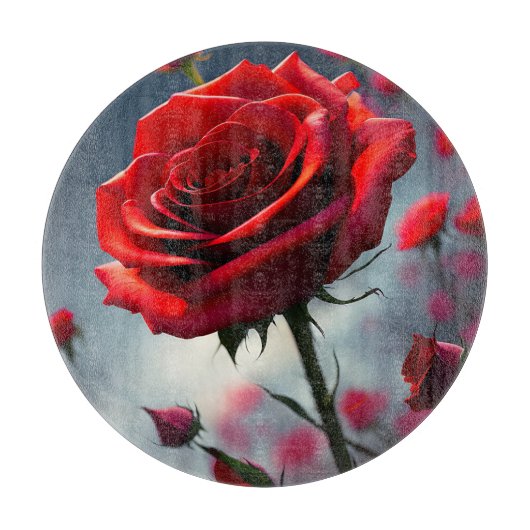 "Ein Stem in Bloom: Die Ruby-Rose" Schneidebrett (Vorderseite)