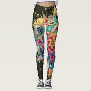 Ein Stern + Abstraktes Kunst-Paar von individuell Leggings