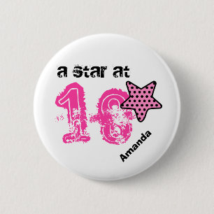 Ein Stern bei 18 ROSA PUNKTE Geburtstags-Geschenk Button