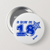 Ein Stern bei BLAUER KARIERTER Geschenk-Sammlung Button (Vorne & Hinten)