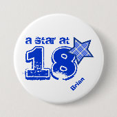 Ein Stern bei BLAUER KARIERTER Geschenk-Sammlung Button (Vorderseite)