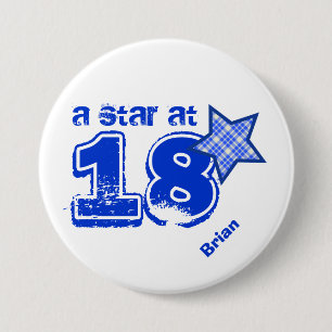 Ein Stern bei BLAUER KARIERTER Geschenk-Sammlung Button