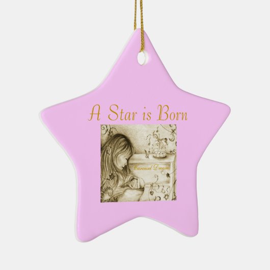 Ein Stern ist geborene rosa Keramikornament (Rechts)