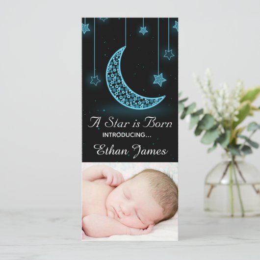 Ein Stern ist Geborener Mond und Sterne Eigengebur Ankündigung (Stehend Vorderseite)