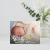 Ein Stern ist Geborenes Foto Ankündigung Postkarte (Stehend Vorderseite)