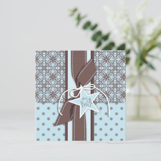 Ein Stern ist geborenes Jungen-Einladungs-Quadrat Einladung (Stehend Vorderseite)